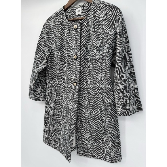 Cabi Artsy Herringbone Jacket Blazer Open Front Career Art to Wear Geometric L - Picture 2 of 9